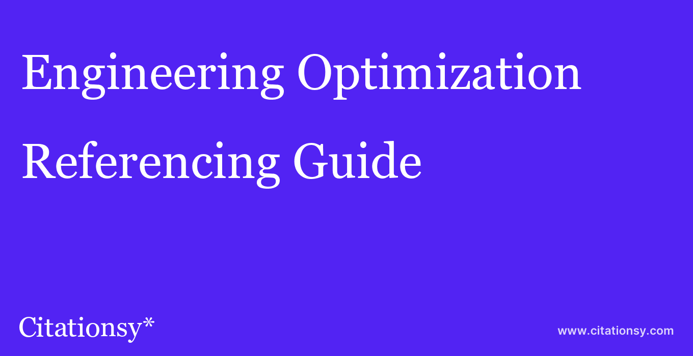 cite Engineering Optimization  — Referencing Guide